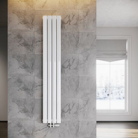 ELEGANT Heizkörper Flach Heizkörper Design Paneelheizkörper wohnzimmer Badheizkörper Vertikal Einlagig Heizkoerper mit Heizventil 1800 x 308 mm Weiß (1/5)