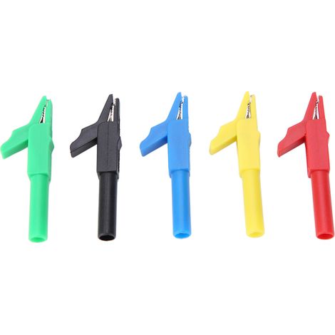 P2007 5er-Pack isolierte Krokodilklemmen 15 A/300 V, 4-mm-Bananenstecker