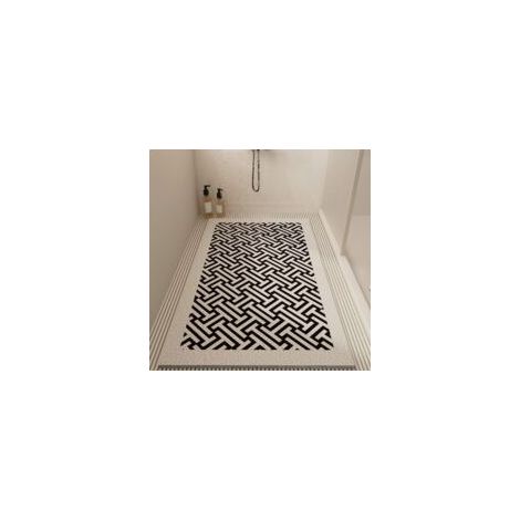 Tapis de douche antidérapant, tapis de bain antidérapant avec trous de drainage, tapis de bain de massage en luffa souple en PVC pour zones humides, séchage rapide (noir, 40 x 70 cm)