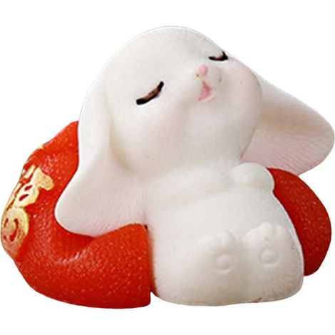 Statue de lapin décorative pour bureau, sculpture de paysage, cadeau idéal pour la fête du printemps ou un anniversaire.-2.6cmx3.7cm