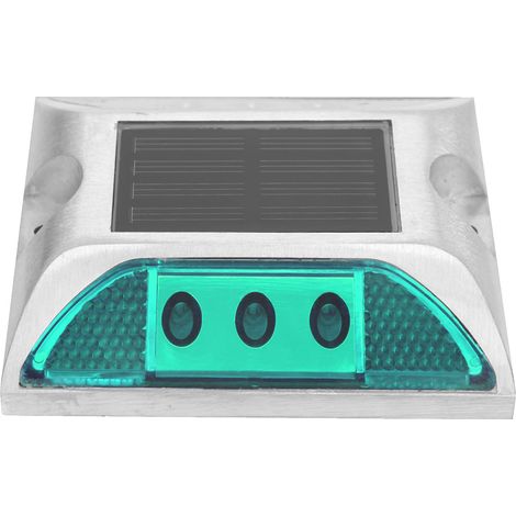 Einbau-Solar-LED-Bodenleuchte, Aluminium, Außenbereich, Einfahrt, grün, wasserdicht, 10,3 x 10,5 cm, 1 Stück (1/5)