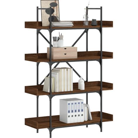 Bücherregal 4 Böden Braun Eiche-Optik 100x33x145,5 cm