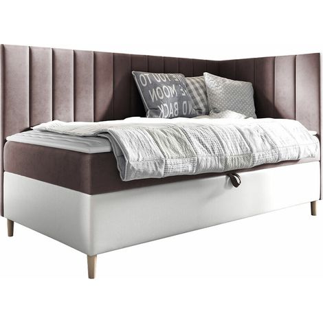 Lit boxspring Lucus, Soft 017 + Fresh 9, Continental, Unique, 80x200, Tissu, Faux cuir, Disponible, 88x208x115cm (1/5)