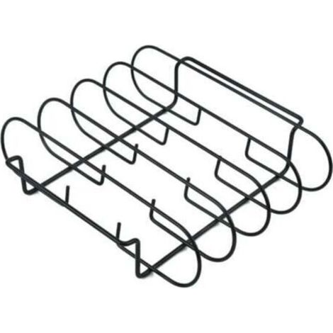 (Noir)Support à Côtes Barbecue,BBQ Rib Rack Support,Support pour Côtes Barbecue Métal,Support de Côtes Griller Fumer,Support de Poulet à Griller,pour Griller Steaks,Côtes Levées,Poulet Grillé (1/5)