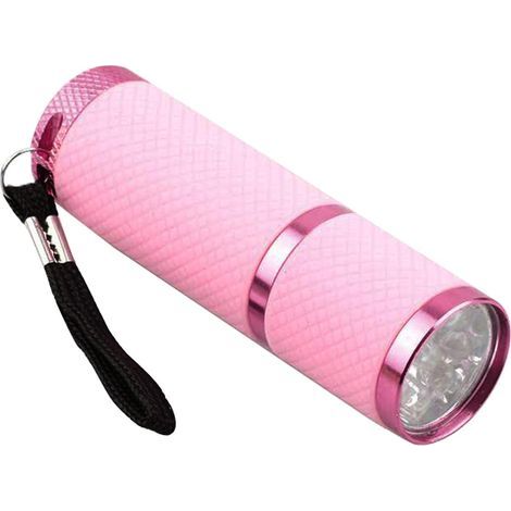 Mini-Taschenlampe für den Außenbereich in Pink mit 9 LEDs und Gummibeschichtung (1/4)