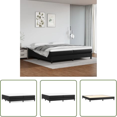 The Living Store Bettgestell Schwarz 200x200 cm Kunstleder - Bettes Gestell - Doppelbett - Kunstleder Bett - Schwarzes Bett - Boxspringbetten (1/5)