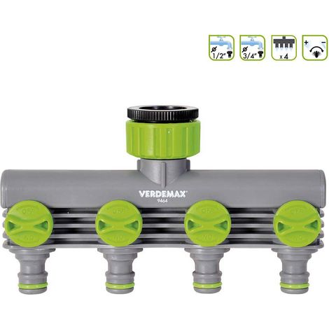 Raccordo rubinetto 4 uscite 1/2-3/4 F Verdemax