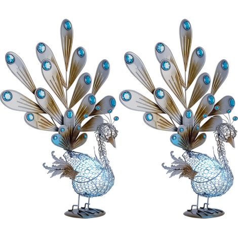 Set di 2 LED da esterno con figura di pavone IP44 lampada da terra per esterni con pietre decorative luminose (1/5)