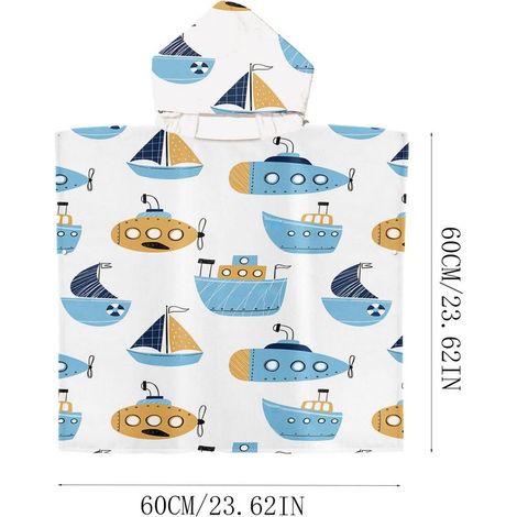 Kinder-Badetuch mit Kapuze – Leichtes und schnelltrocknendes Mikrofaserhandtuch für Strand, Pool und Spa – 65 x 75 cm – 1 Stück