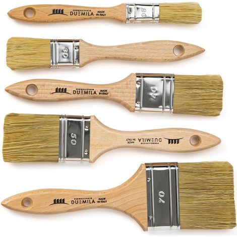 Ensemble de 5 Pinceaux de Peinture, Pinceau Plat Universel, Indiqué pour Émaux et Vernis, Murs, Bois, Fer, Largeur 20/30/40/50/70 mm (1/5)