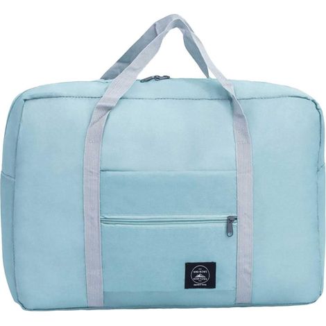 BEBUSINGOTO Faltbare Sporttasche für die Reise, Turnbeutel mit Trolleyfach (Blau) (1/3)