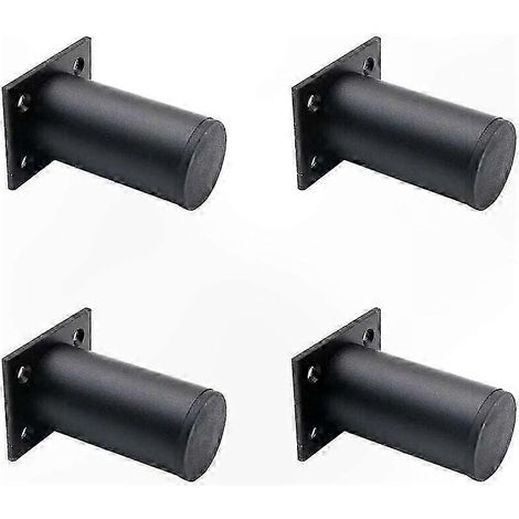 Quatre pieds de meubles réglables, en alliage d'aluminium noir mat, 38 x 80 mm, adaptés aux meubles TV, tables basses, canapés, etc. (1/5)