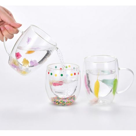 Verre à double paroi fleurs séchées 250 ml motif flocon de neige