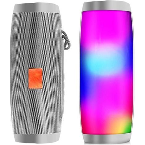 Enceinte Bluetooth Portable 10W Sans Fil LED Colorée Gris Mains Libres (1/4)