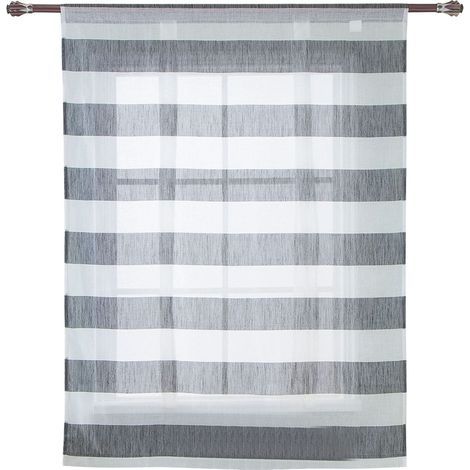 Store bateau voilage réglable à rayures — Idéal pour salons et balcons (Gris et blanc) (1/5)