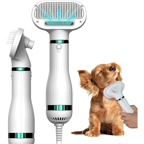 Sèche-cheveux portable 3 en 1 pour chien avec brosse intégrée, température réglable et épilation automatique par simple pression d'un bouton. Brosse et souffleur pour le toilettage. (1/5)
