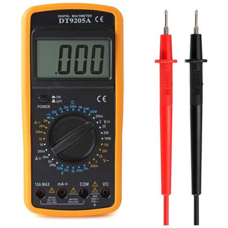 Multimètre Numérique Professionnel Testeur Pro Avec Câbles Dt9205a (1/3)