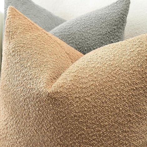 Lot de 2 Housses de Coussins en Texturées en Boucle Décoratif Canapé Taie d'oreiller de Doux Decoration pour Maison Salon Chambre Canapé Décoration 40x40cm (Marron) (1/5)