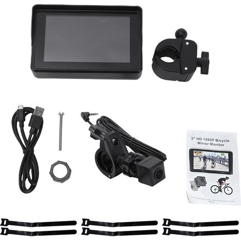 Rétroviseur vélo guidon, caméra recul 1080p moniteur 5", vision nocturne, 110°, 360°, petit carré (1/5)