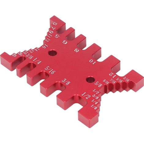 Gabarit à queue d'aronde pour tenon, calibre en aluminium, échelle métrique et impériale, outil de mesure pour le travail du bois, rouge (1/5)