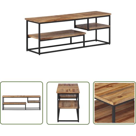 The Living Store Meuble TV 110x30x39 cm teck massif récupéré - Meuble Tv - Meuble Televison - Meuble Hifi - Meuble Salon - Teck Massif (1/5)