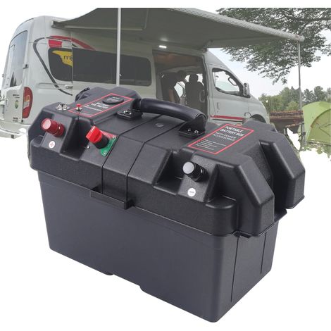 Batteriekasten, zwei USB-Anschlüsse, 44 cm x 24,5 cm x 27 cm, 1,1 kg, eingebautes Voltmeter, geeignet für kleine Boote (1/5)