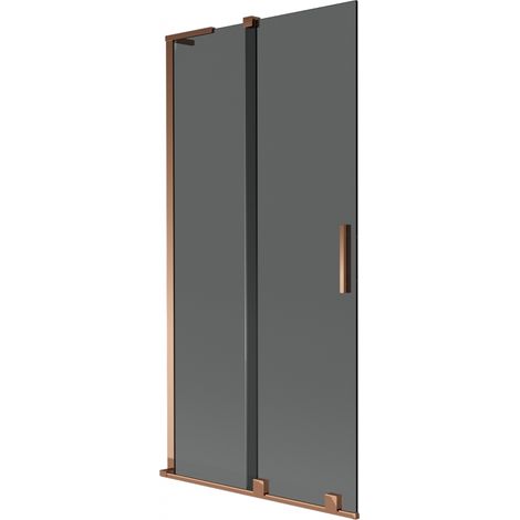 Mexen Velar L Parete Doccia a Due Ante Scorrevoli 90 x 150 cm, Grafite, Oro Rosa - 896-090-003-41-60 (1/2)