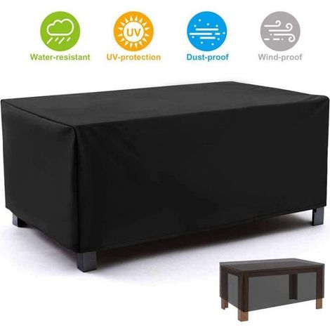Nice-Mall Housse de protection large pour salon de jardin carré 120 x 120 x 74 cm - Noir - Générique (1/3)