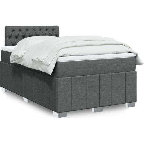 Boxspringbett mit Matratze Dunkelgrau 120x200 cm Stoff (1/5)