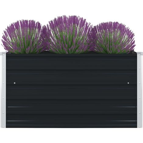 vidaXL Jardinera elevada de acero galvanizado antracita 100x100x45 cm (1/5)