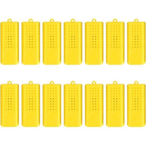 Cage à Reine des Abeilles 14 pièces,Cage à Reine des Abeilles en Plastique,Kit de Cage à Reine des Abeilles Jaunes,Fournitures essentielles pour l'apiculture,pour Les apiculteurs (1/4)