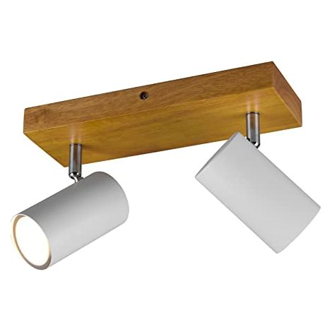 Faretti Barra 2 Spots Cilindri Bianchi e Legno Naturale Marley Barra GD Trio (1/4)