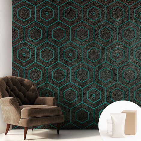 Tapete Tapete Vliestapete mit Kleber - Fototapete mit Motiv - Wandtapete modern - Wanddeko Geometrisches Muster 250x250 cm (1/5)