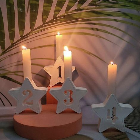 4 moules en forme d'étoile pour bougeoirs, décoration de Noël (1/4)