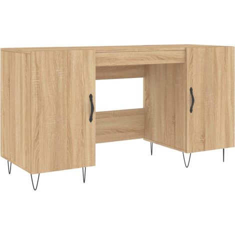 Bureau table poste de travail meuble d'ordinateur informatique étude chêne sonoma 140 x 50 x 75 cm bois d'ingénierie brun