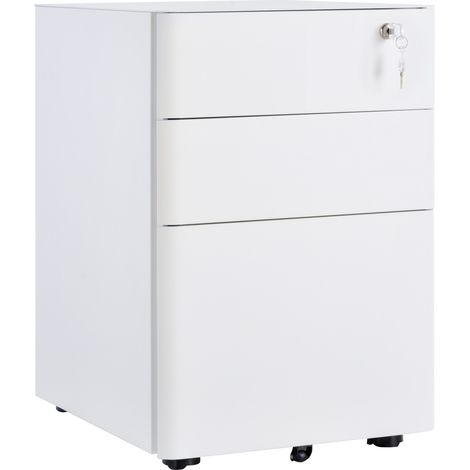 Archivador móvil con 3 cajones de acero blanco 39 x 48 x 59 cm HOMVRA (1/5)