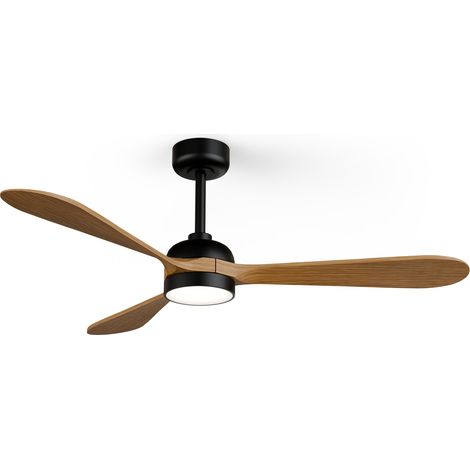 Ventilateur de plafond extérieur Ø132 cm LED 20 W noir – 3 pales en bois – Moteur DC silencieux – IP44 pour usage extérieur – Sulion