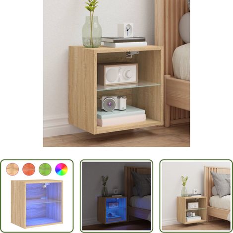 LED-Leuchten - Wand-Nachttisch mit LED-Leuchten Sonoma-Eiche (1/5)