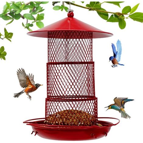 Hängendes Vogelfutterhaus 3 stufiges, ausziehbares Vogelfutterhaus Großes Vogelfutterhaus Bissfestes Metallfutterhaus Leicht zu befüllen Leicht z (1/5)
