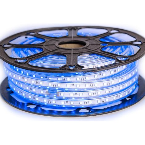 Sysled – Ruban LED 5050 bleu étanche IP68 – 60 LED/m – 25 mètres – 1080 lumens – Économie énergétique 86% – Installation intérieure/extérieure