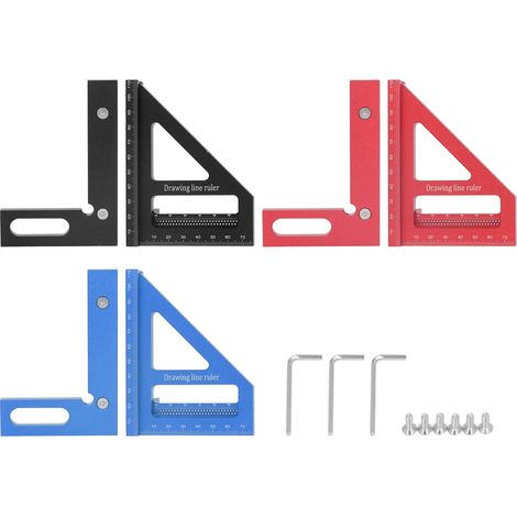 Lot de 6 règles de mesure 3D multi-angles en alliage d'aluminium, équerre à 45 et 90 degrés pour tracer sur bois et tuyaux. (1/5)