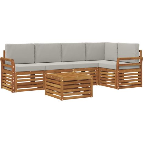 Conjunto de sofás de exterior 6 uds. Gris Natural y Claro vidaXL (1/5)