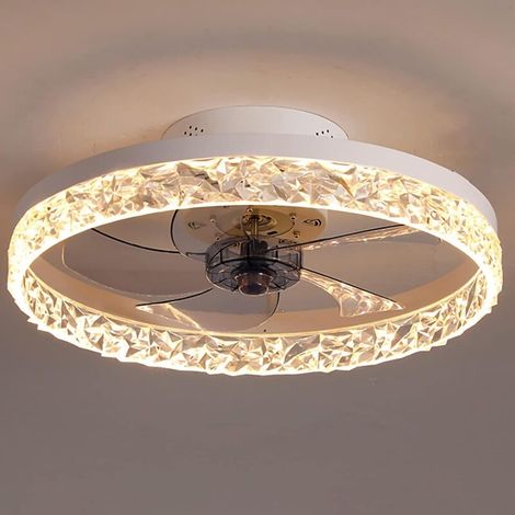 50cm Ceiling Fan with Light, Dimmable LED, 6-Speed Timer, Remote Control, White (1/5)