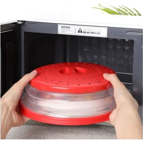 Cloche Micro Ondes- Couvercle Pliable Couverture de Protection Anti-éclaboussures Passoire pour Fruits et Légumes sans BPA (1/4)