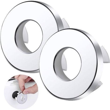 2 Pcs Débordement D’Évier Couvercle,Trop Plein Lavabo,Débordement D'Évier Anneau,Anneau De Débordement D’Évier,Trop-Plein De Trou D'Évier Rond Couvercle,pour Bain,Cuisine,Évier (1/5)