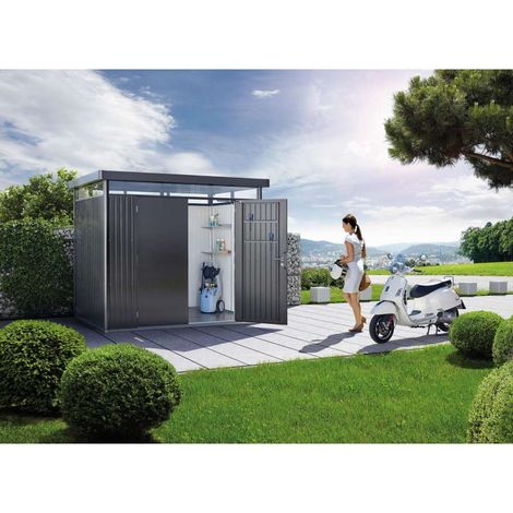Casetta HighLine Misura H2 grigio scuro metallizzato, porta a due battenti