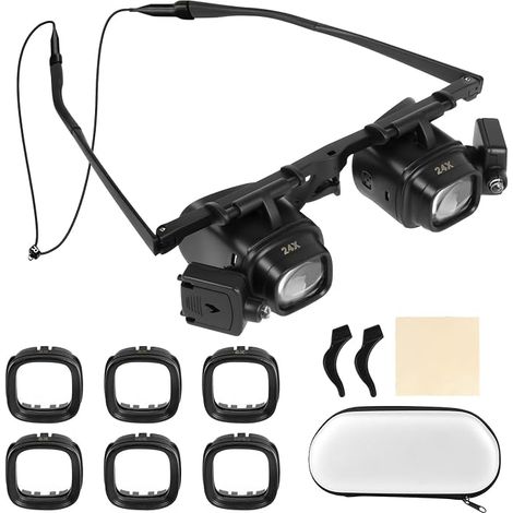 Headband Magnifier with 2 LED Lights, Adjustable Lens (1/5)