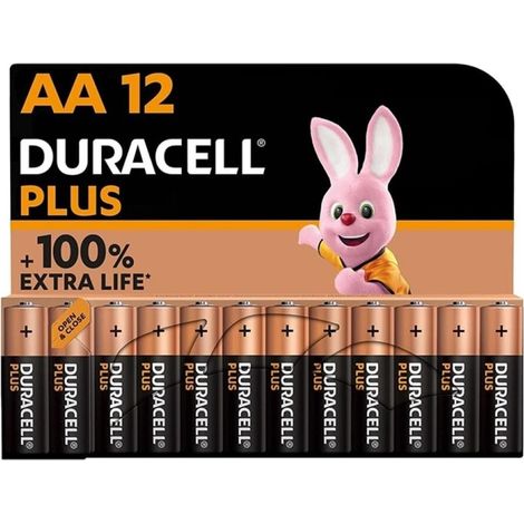 Duracell Plus Batterien AA (de 12er Pack) - Alkaline 1,5 V - Bis zu 100 % de extra lange Lebensdauer - Zuverlässigkeit für alltägliche Geräte - Kunststofffreie Verpackung - 10 Jahre de Lagerung - LR6