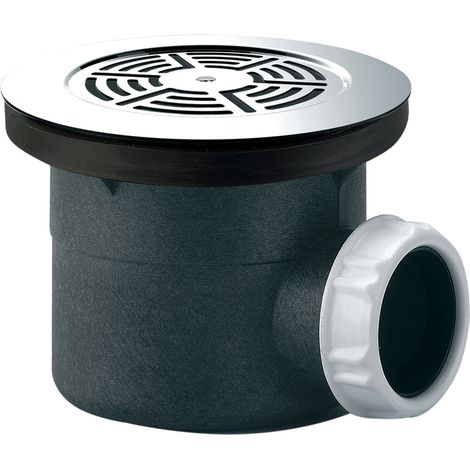 Valentin – Bonde de douche D90 avec grille marguerite D115 – Sortie horizontale – Nettoyable sans outils – Débit optimal