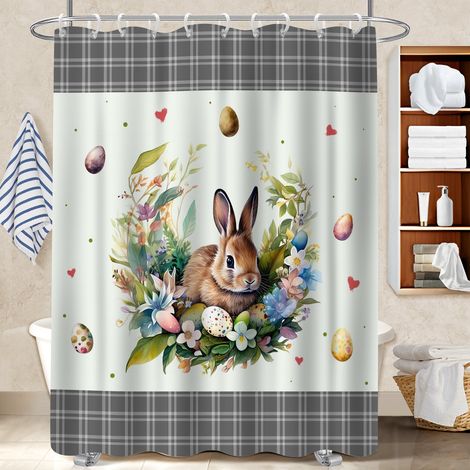 Rideau de bain imprimé polyester 180x180 poids lesté housse de baignoire pour rafraîchir sa salle de bain (1/5)